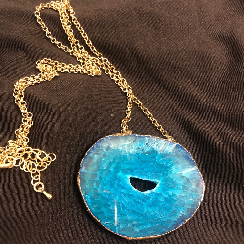 Bright Aqua Stone statement necklace